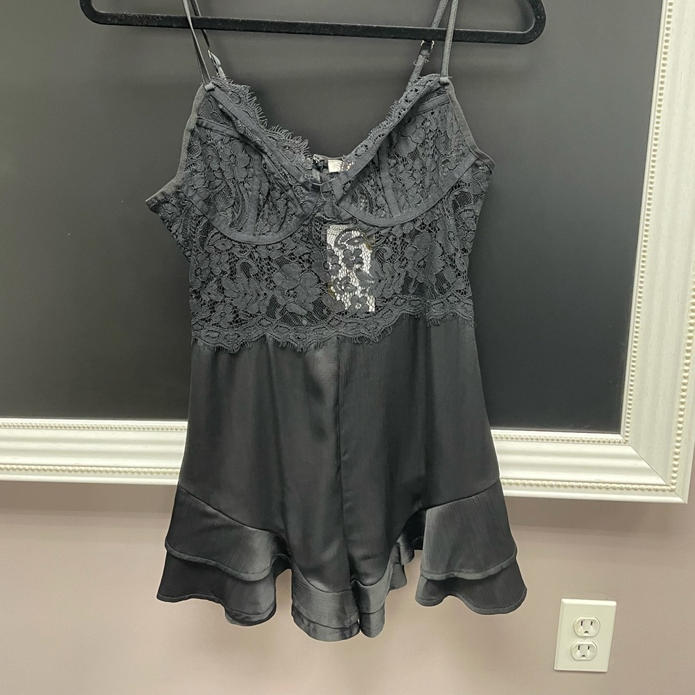Lace and silk romper